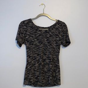 APT 9 Black V Neck Short Sleeve Stretchy Tee